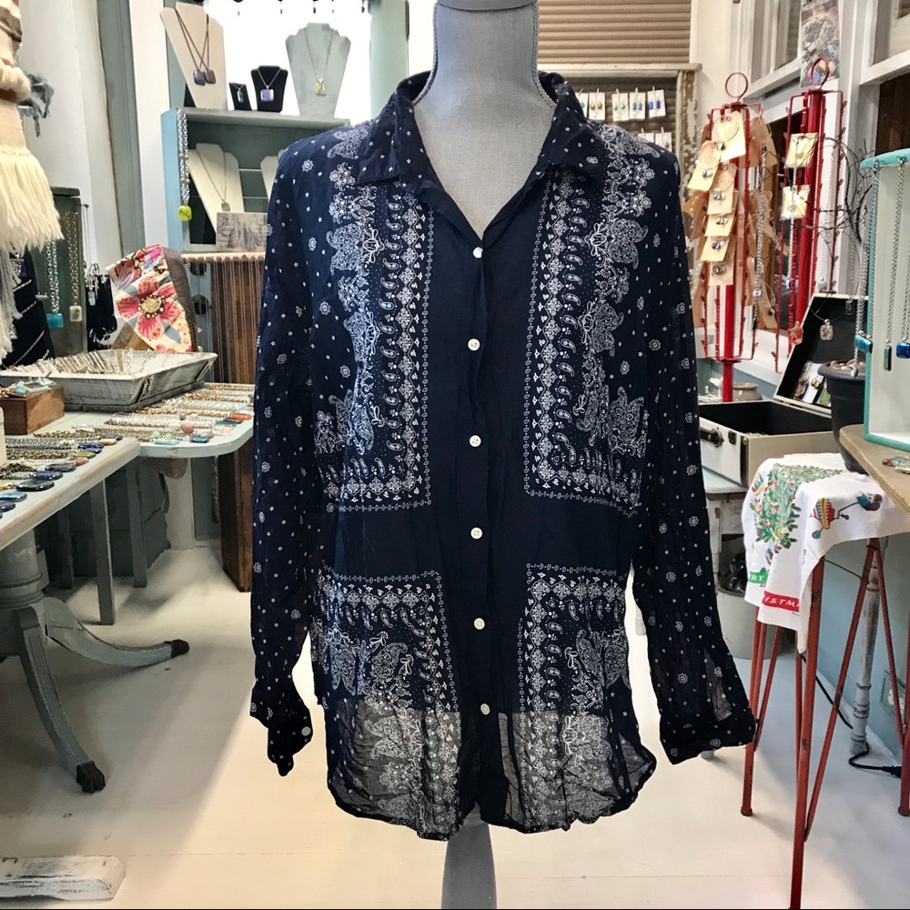 Bandana print button up